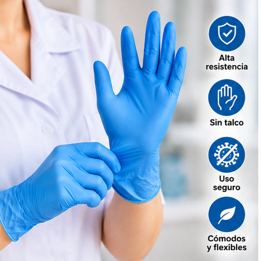 Guantes nitrilo azules Vitrilo Max en uso