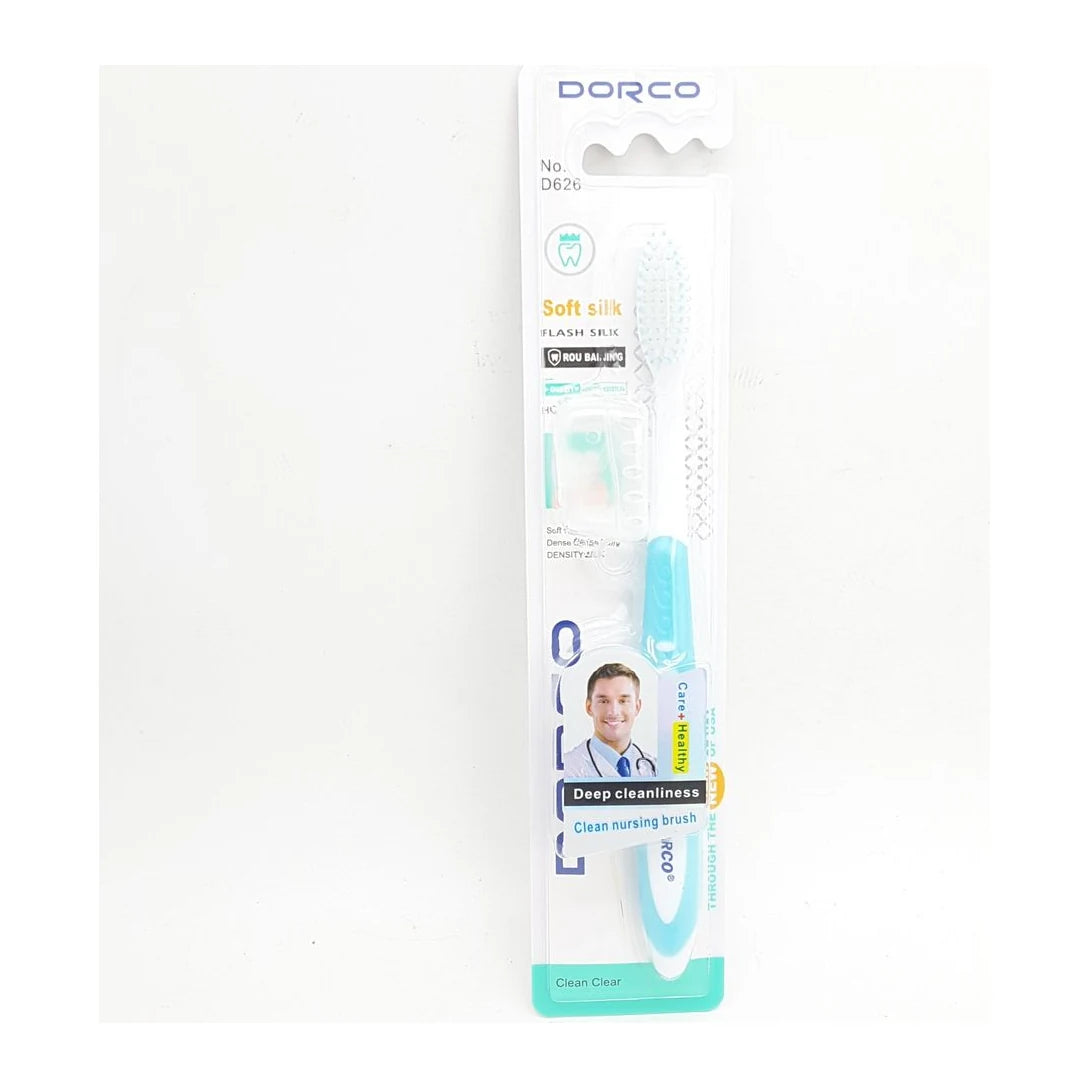 Cepillo dental azul Dorco para adulto con capuchón protector