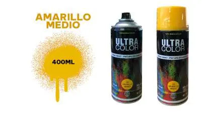 Aerosol amarillo medio Aleko 400 g, tono número 25, vista del envase
