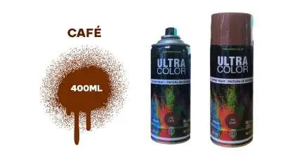 Gráfico de dos latas Ultra Color café de 400 ml y muestra del tono marrón