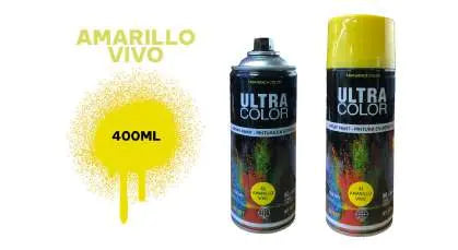 Aerosol Ultra Color Amarillo Vivo #41, SKU 16161334, con tapa amarilla y etiqueta de 400 ml visibles.