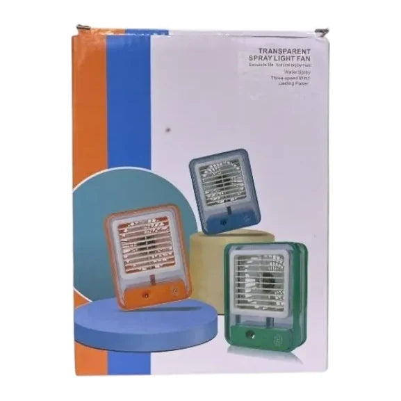 Caja del ventilador portátil con agua y luz en varios colores