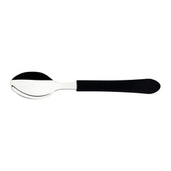 Cuchara mini de té Tramontina 23187/400 en acero inoxidable, con mango negro.