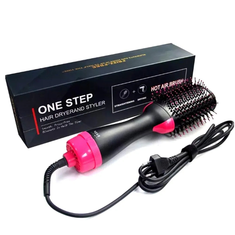 Cepillo secador y moldeador Aleko.com.co 3 en 1 negro y rosa con tecnología iónica para un peinado profesional
