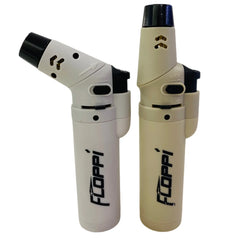 Detalle de dos sopletes Floppi FL-FM01 con cabezal ajustable e interruptor de bloqueo