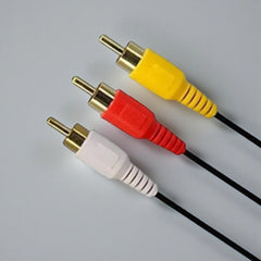 Detalle de los conectores RCA rojo, blanco y amarillo del cable 3×3 H6300 de 1,5 m.