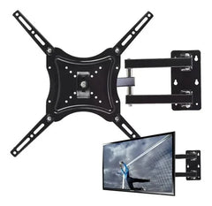 Base móvil para TV con brazos y placa de pared, medidas gráficas