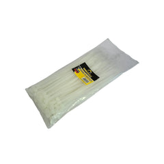 Bolsa Brickell BK-1676 de amarras plásticas blancas de 4,8 × 200 mm, 100 unidades, vista diagonal.
