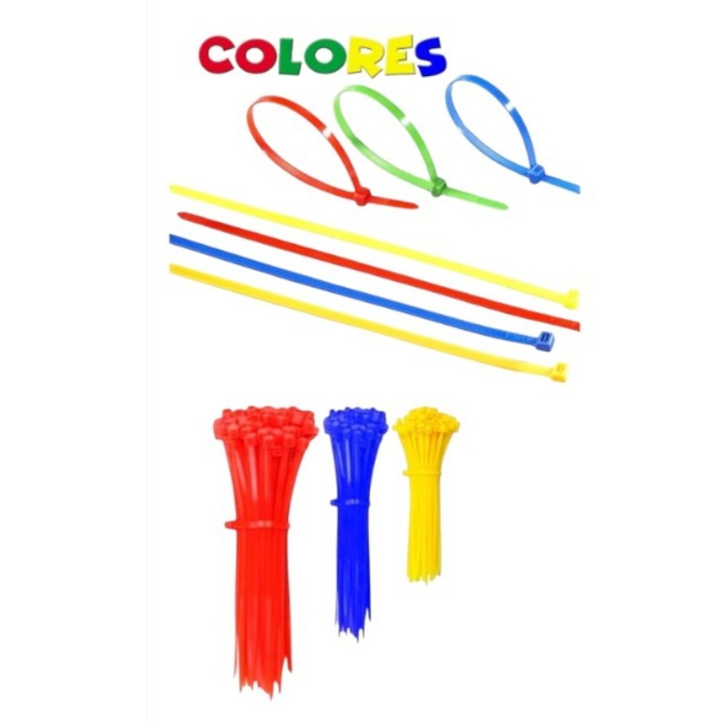 Amarras plásticas multicolor en presentación individual
