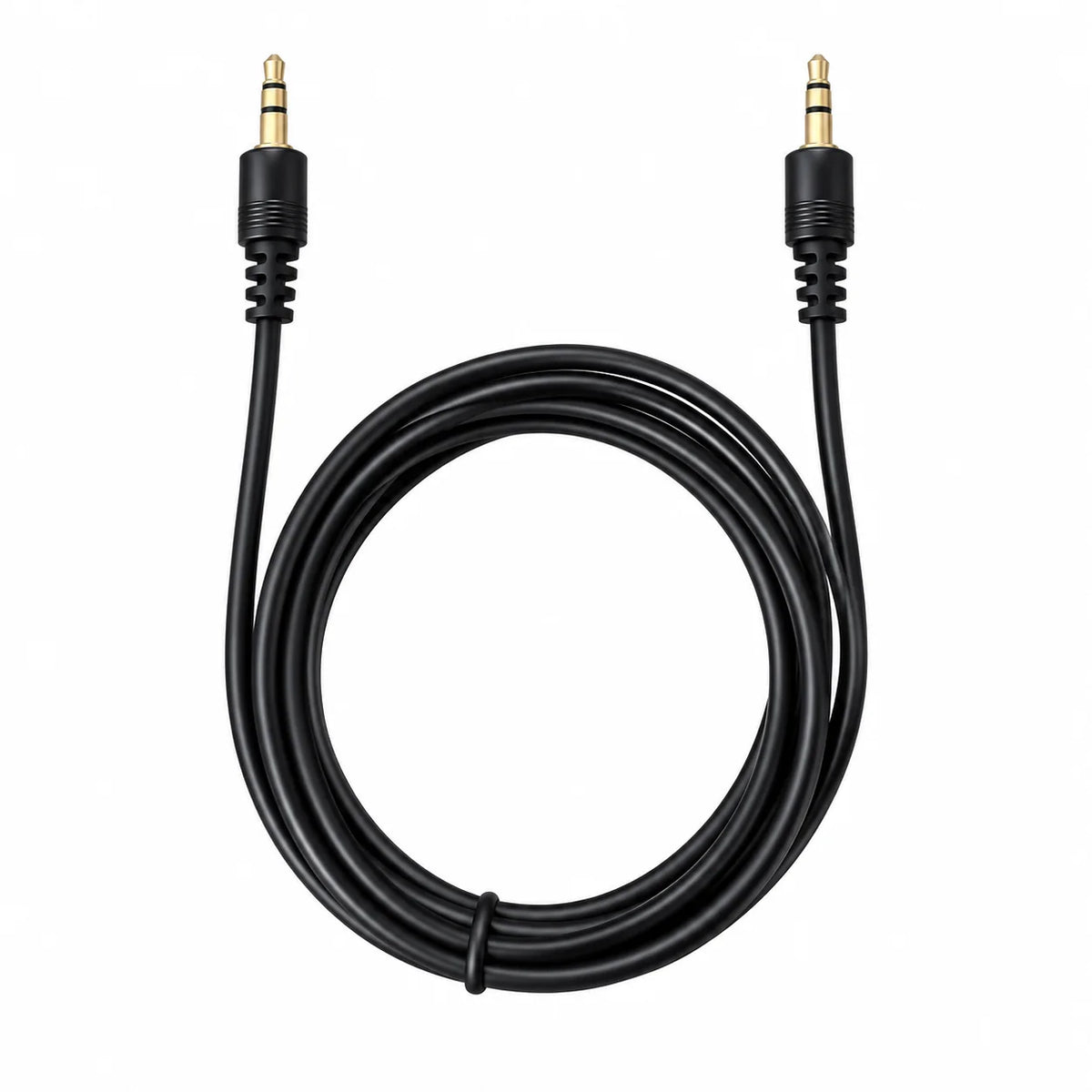 Ilustración del cable estéreo H740-1.5D de 1,5 m, enrollado y con dos plugs macho de 3,5 mm.