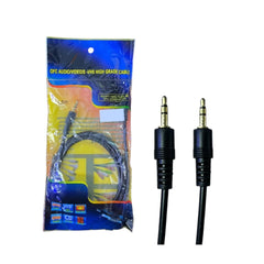 Empaque de cable de audio y video con plugs; el paquete indica 5 m, distinto a los 1,5 m del título.