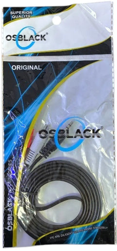Empaque Osblack Original del cable AV con sus conectores visibles.