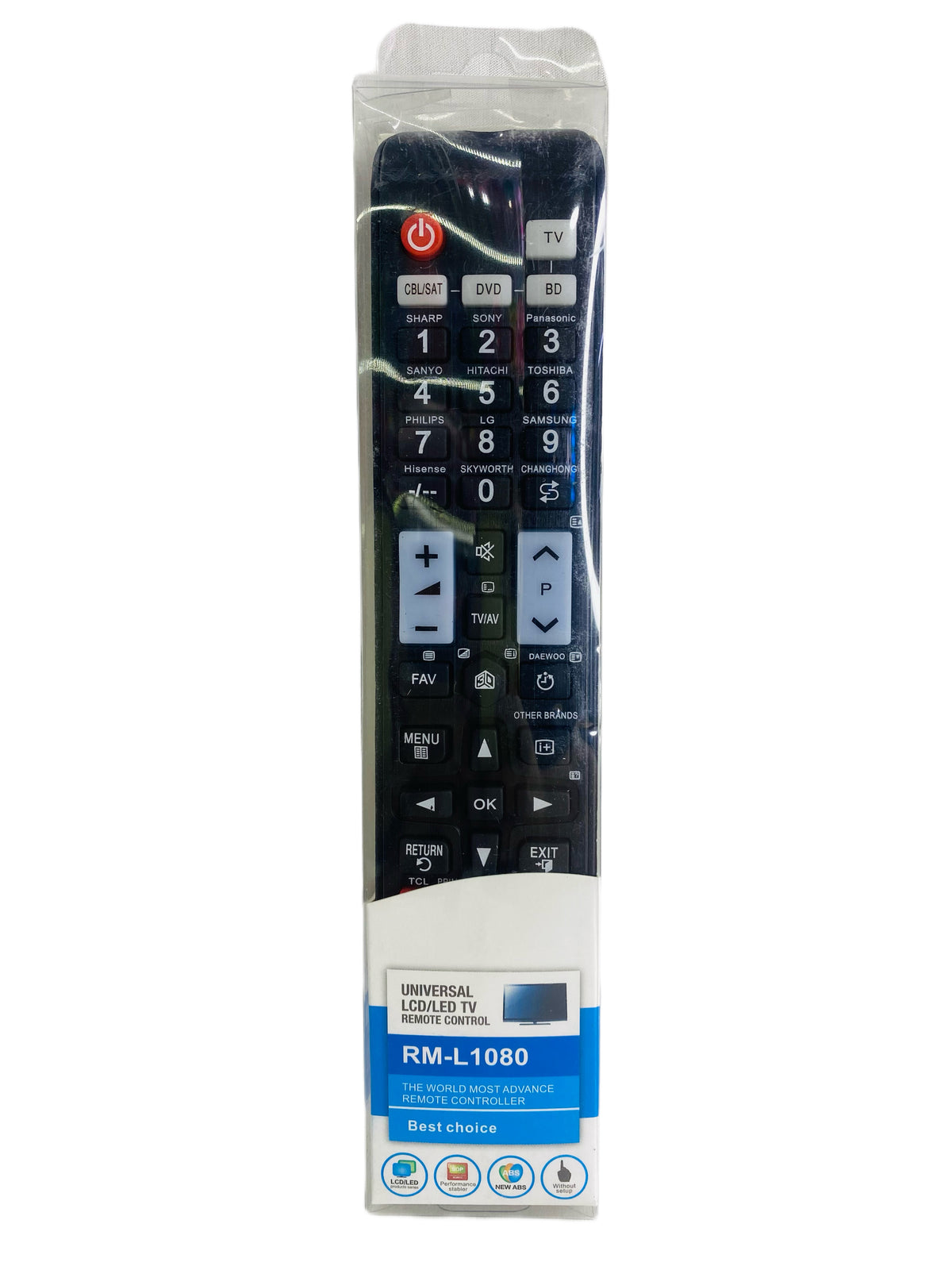 Guía impresa de combinaciones de teclas y marcas compatibles con el control RM-L1080.