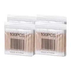 Paquetes de 100 copitos de algodón con palito de madera.