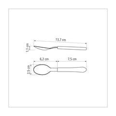Diagrama oficial de cuchara Tramontina Leme 23187/400: largo 13,7 cm y dimensiones del cuenco.