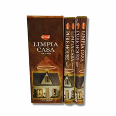 Caja HEM Limpia Casa y tres tubos hexagonales Pure House, vista frontal