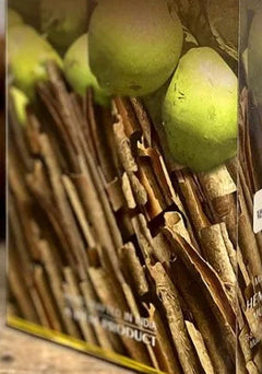 Detalle de las ilustraciones de coco y canela en el empaque HEM Coco Canela.