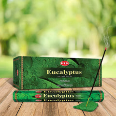 Caja exhibidora HEM Eucalyptus con tubo hexagonal individual y varita de incienso en soporte