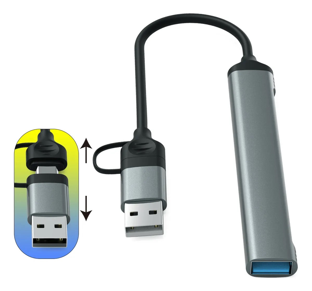 CABLE TIPO C + USB 5 EN 1 HUB MULTIPUERTOS