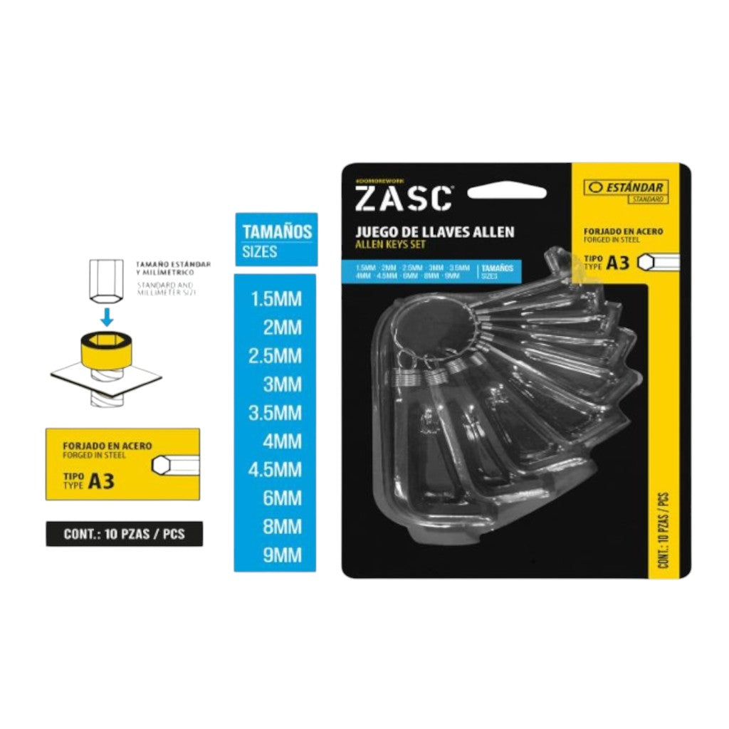 JUEGO DE LLAVES ALLEN 10PZC