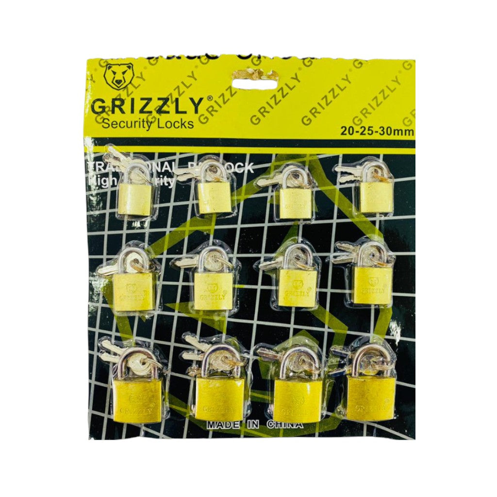 Blíster de candados Grizzly en tamaños de 20, 25 y 30 mm