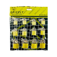 Blíster de candados Grizzly en tamaños de 20, 25 y 30 mm