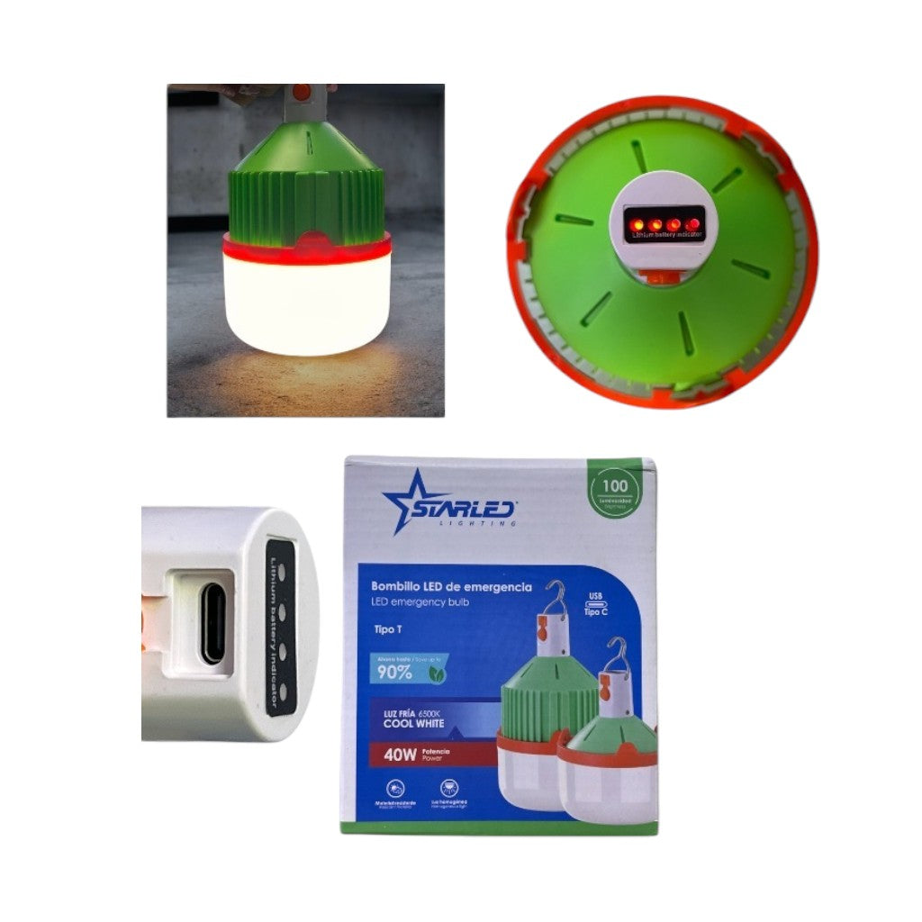 BOMBILLO LED LUZ FRIA RECARG VERDE