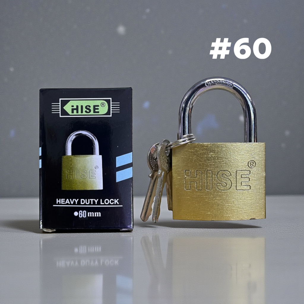 Candado Hise de latón #60 con arco cromado y empaque Heavy Duty Lock.