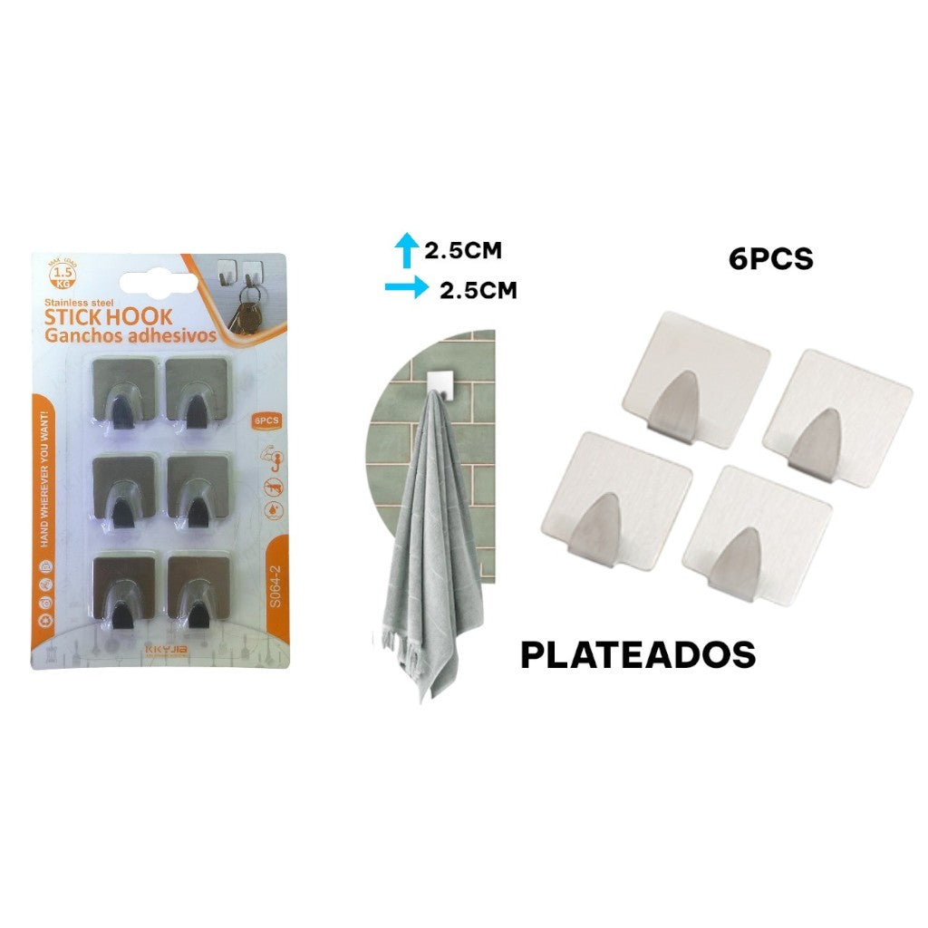 KIT DE GANCHOS ADHESIVOS 6 UNDS