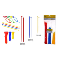 Amarras plásticas Maxi Tools de nylon en varios colores y tres tamaños.
