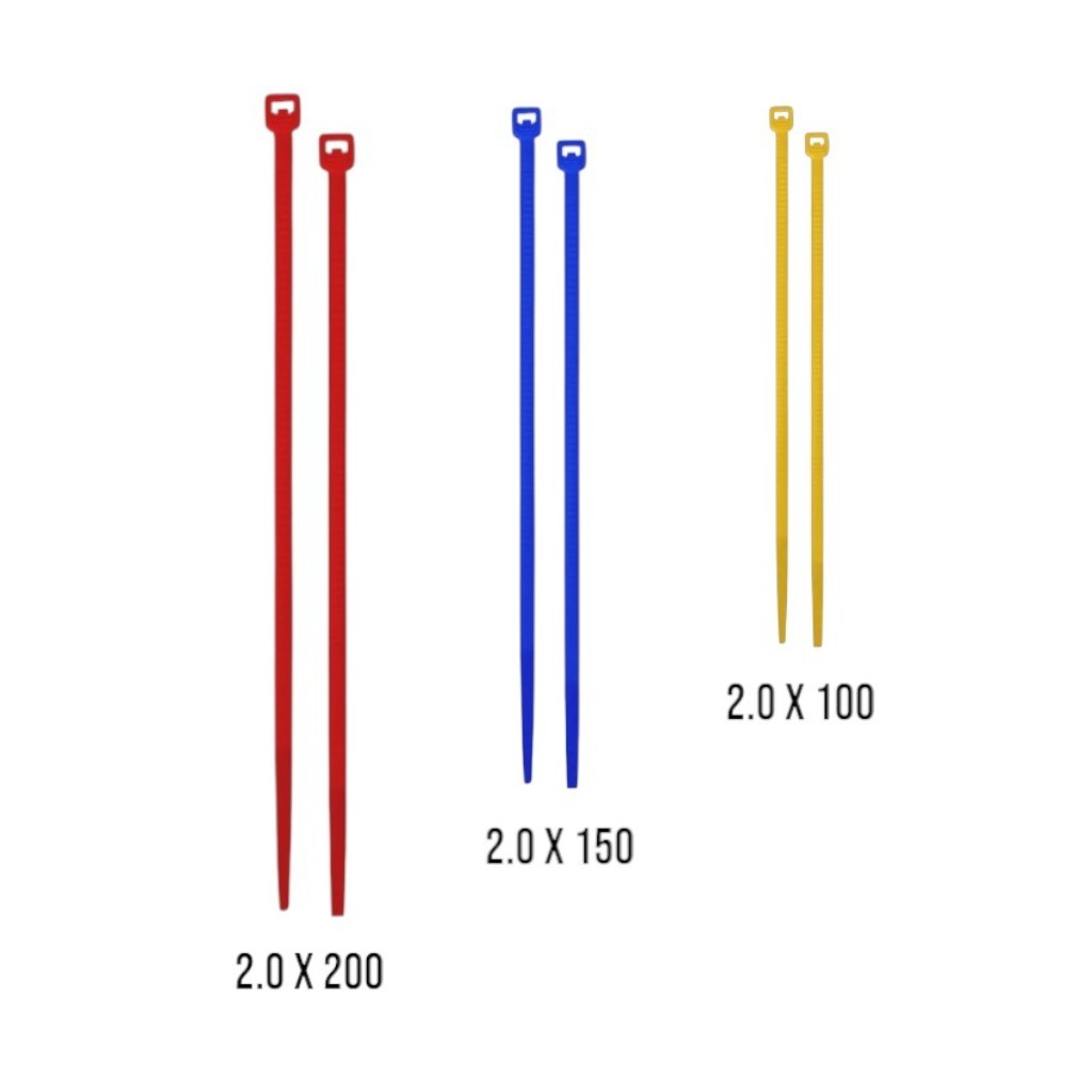 Amarras plásticas multicolor en tres largos: 100, 150 y 200 mm.
