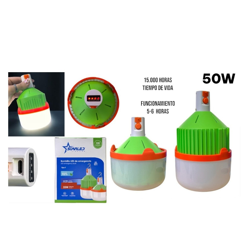 BOMBILLO LED LUZ FRIA RECARG VERDE