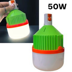 Bombillo LED recargable verde encendido en modo lámpara