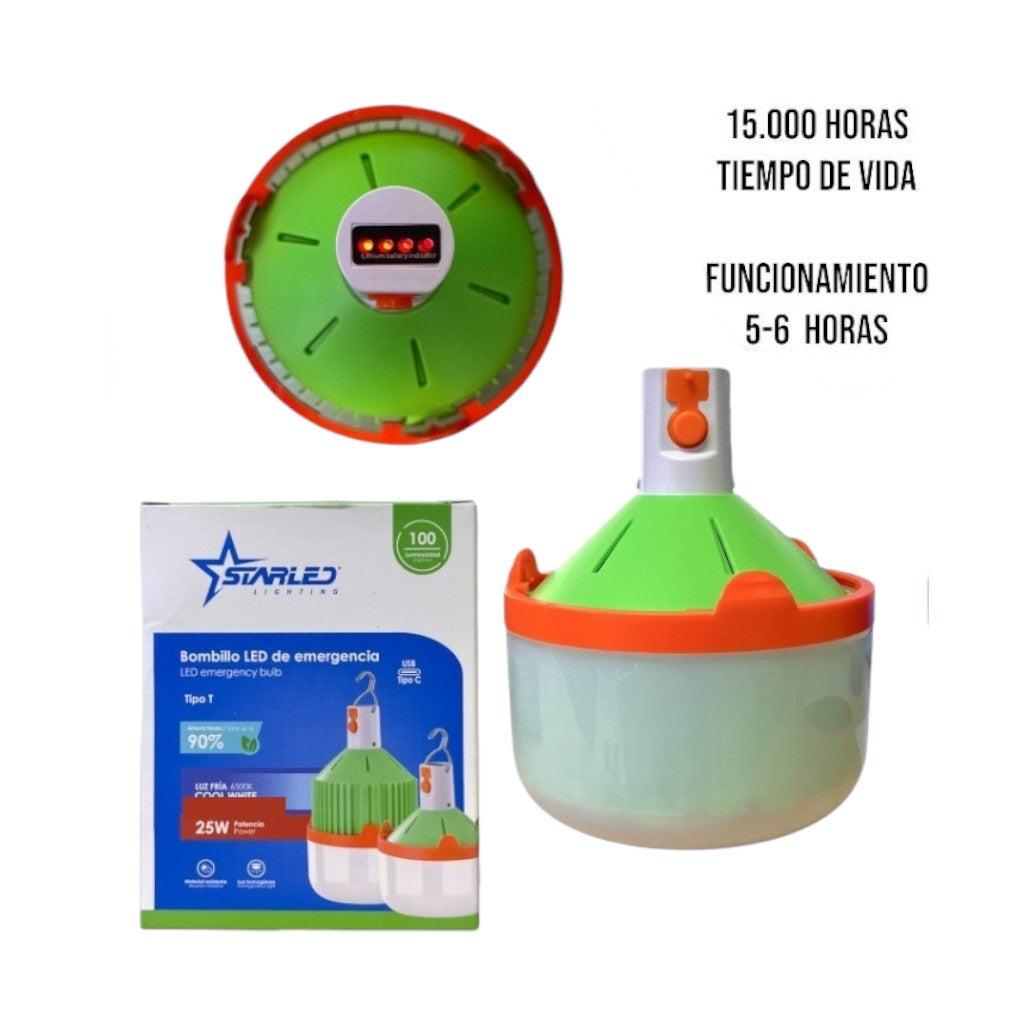 BOMBILLO LED LUZ FRIA RECARG VERDE 15W