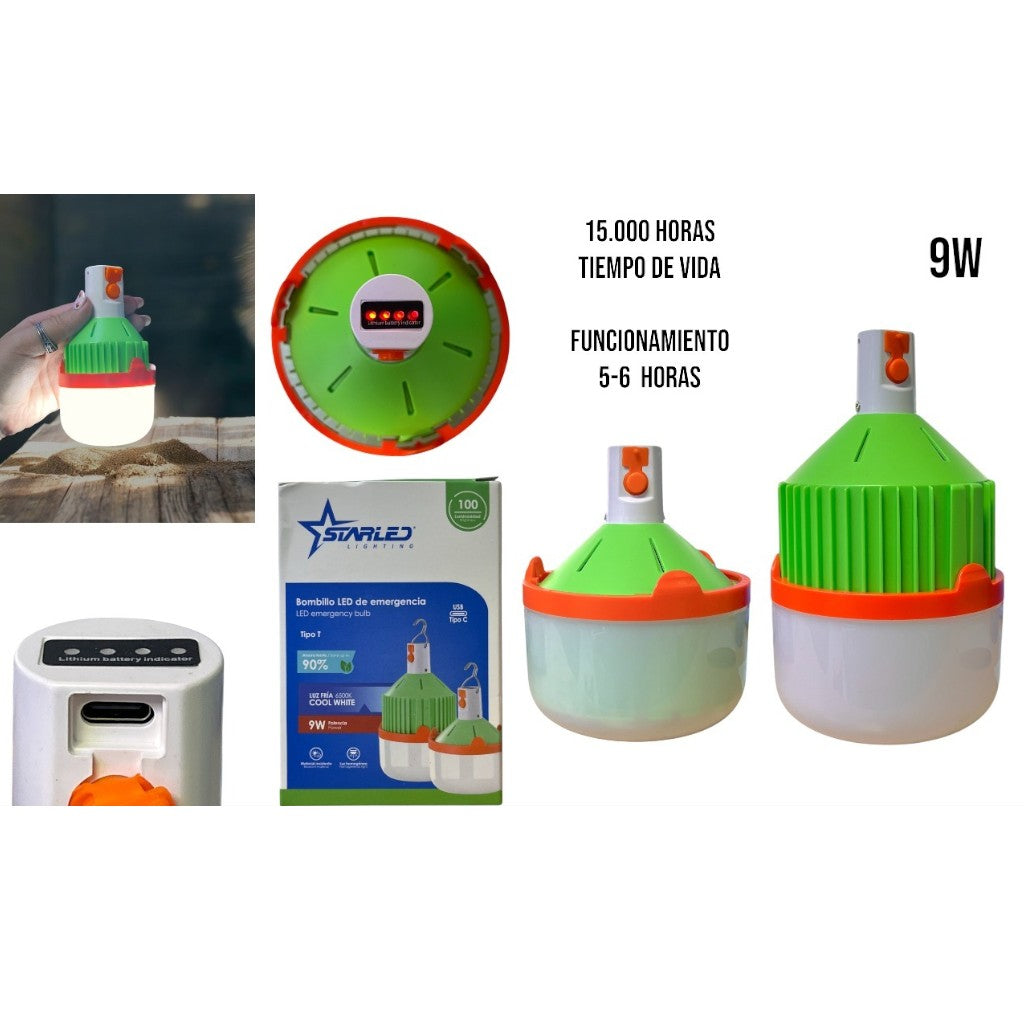 BOMBILLO LED LUZ FRIA RECARG VERDE