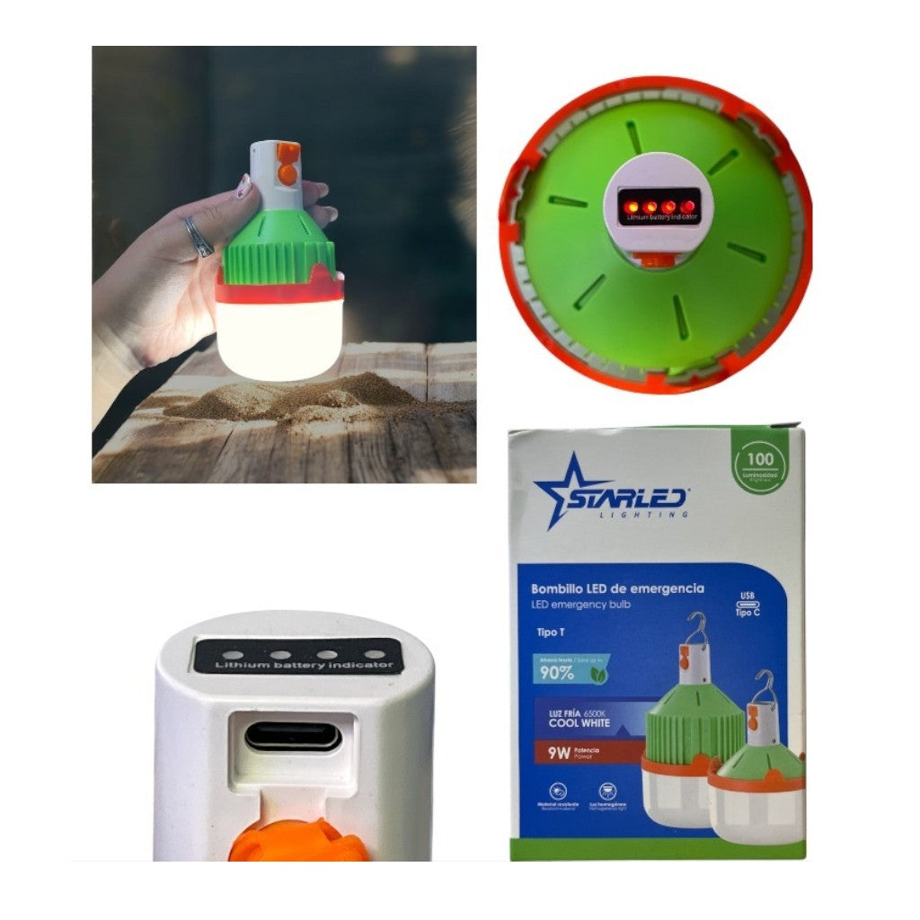 BOMBILLO LED LUZ FRIA RECARG VERDE