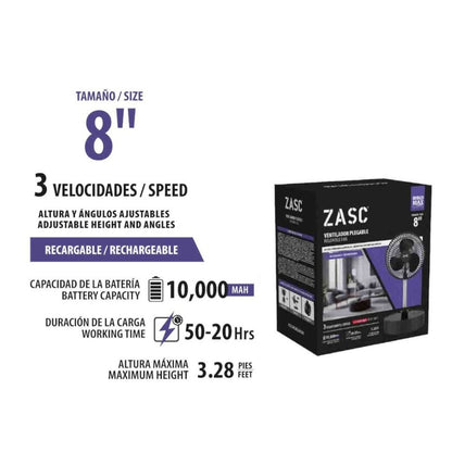 VENTILADOR 8" ZAGS ALTURA AJUSTABLE