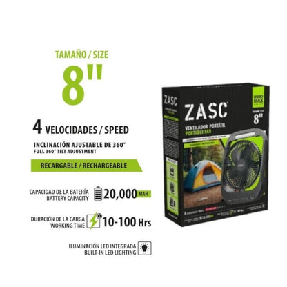 VENTILADOR 8" ZAGS ILUMINACION LED