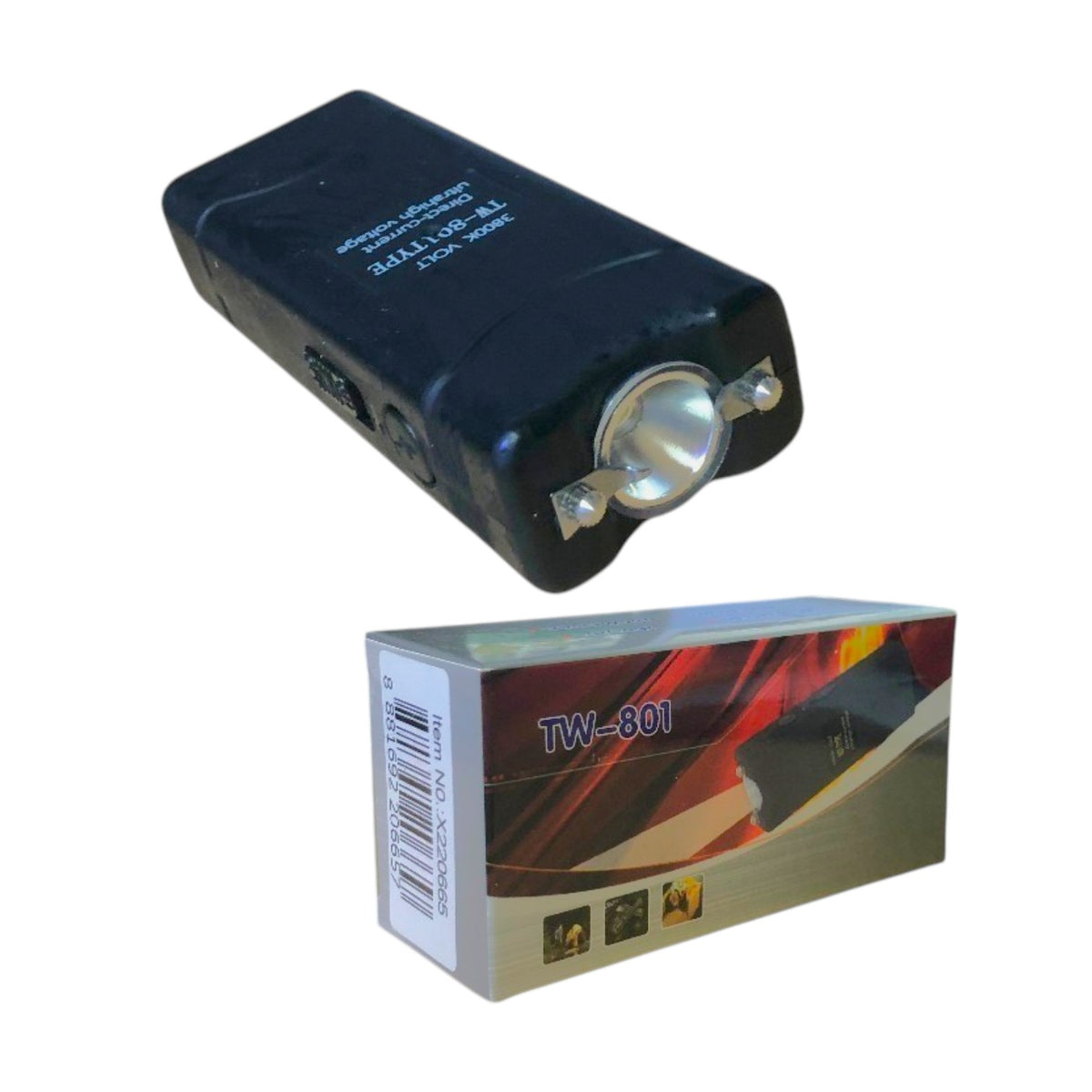 Dispositivo eléctrico TW-801 junto a la caja rotulada X220665