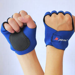 Guantes azules de entrenamiento con soporte acolchado para la palma, ambas manos