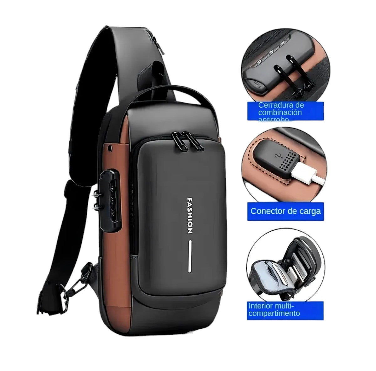 BOLSO CRUZADO SEGURIDAD CABLE USB