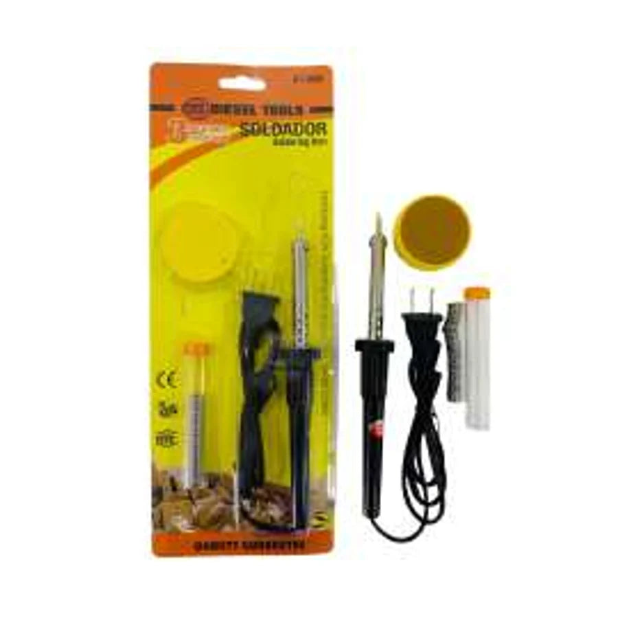 Kit de cautín para soldadura AZ-3661 en empaque, con cautín y accesorios.