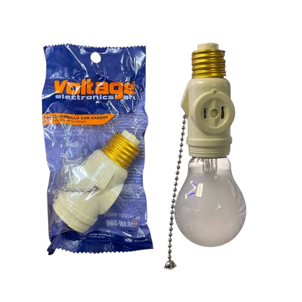 PORTA BOMBILLO BLANCO + CADENA