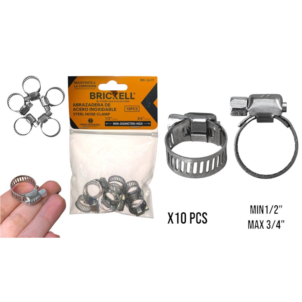 KIT ABRAZADERA ACERO (10)(1/2- 3/4)