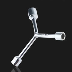 Detalle de las tres bocas de la llave triceta Technika DX-290, tamaños 8, 9 y 10 mm.
