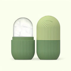 Masajeadores faciales DP-8871 en colores verde y salmón, con cabezal transparente.