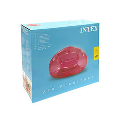 Caja del sillón inflable INTEX con imagen del mueble rosado
