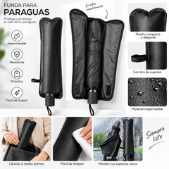 Medidas y detalles del estuche para sombrilla de carro DP-8870.